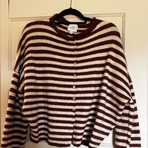 Things Between Striped Cardigan in Brown/ Cream